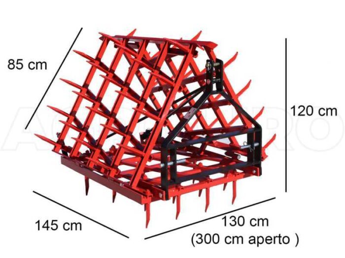 Herse à dents fixes série médium EPM60 – Portée/Tractée – 60 Dents Repliable – 300 cm